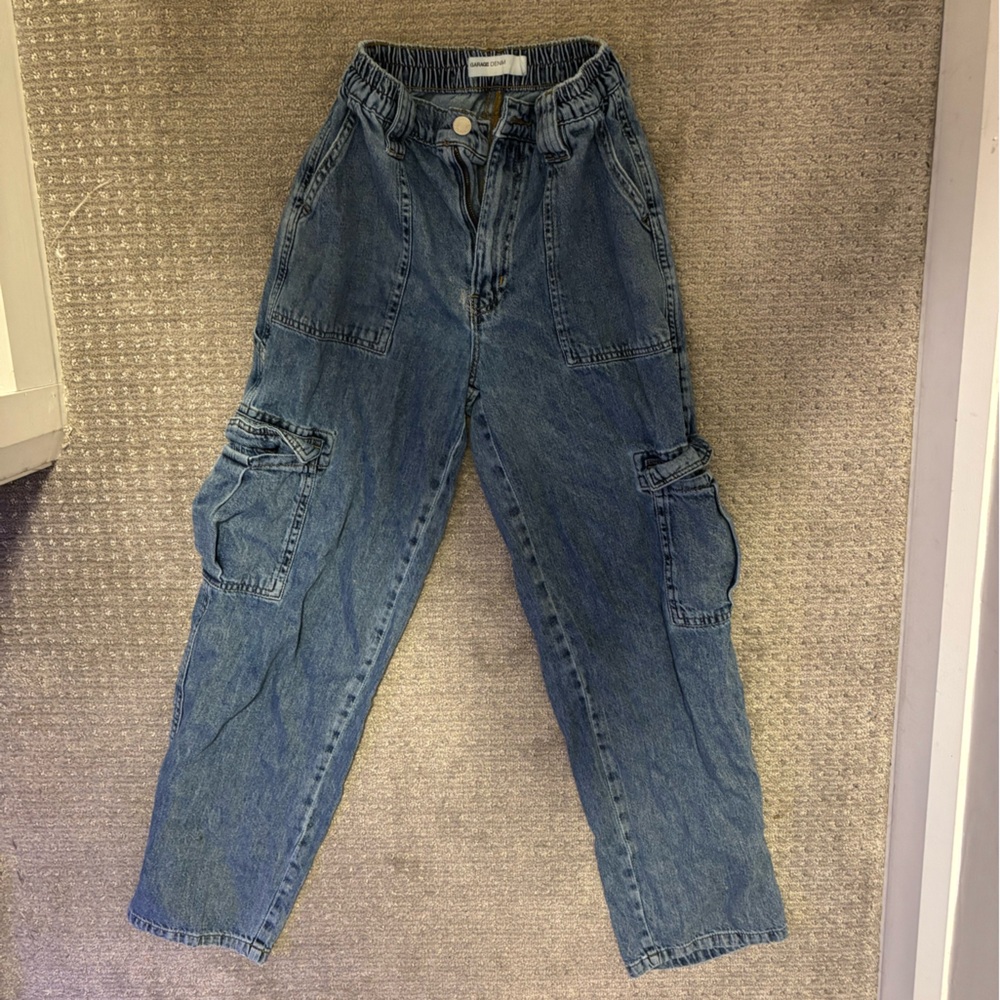 Garage High Rise Blue Cargo Jeans